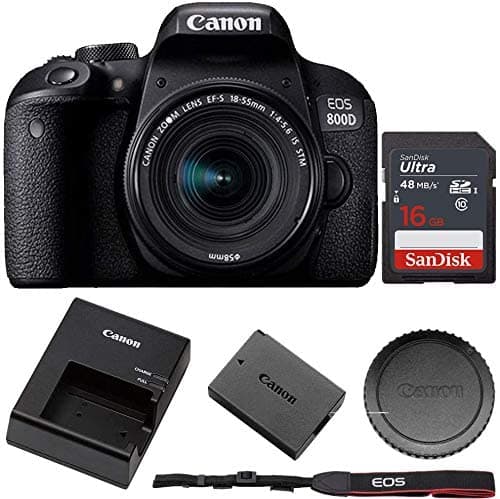 Pixibytes Canon Eos 800D Rebel T7I Digital Slr Camara 18-55 Es Stm Lente Black + 16Gb Tarjeta De Memoria CAN300D1855