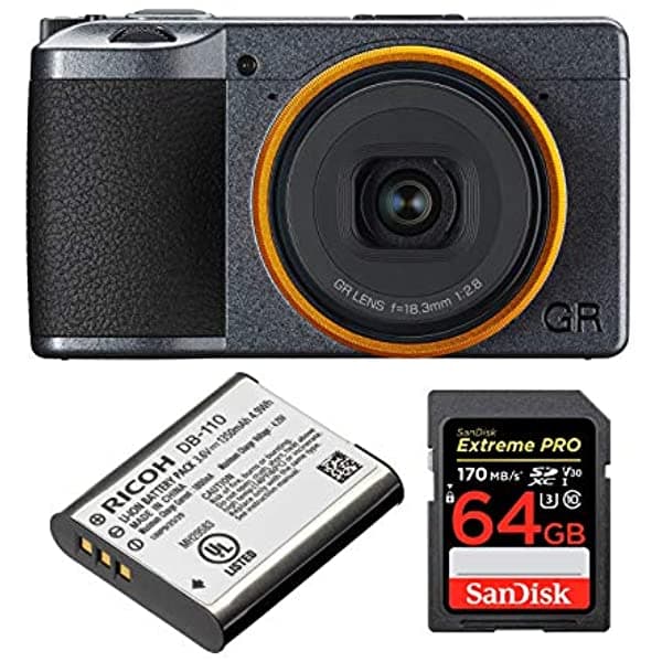Ricoh Gr Iii Street Edition - Cámara Digital Con Batería De Repuesto Y Tarjeta Sd De 64 Gb (3 Unidades) 01097_K1
