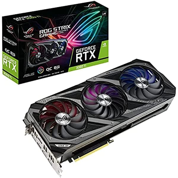 Tarjeta Gráfica Para Juegos Asus Rog Strix Geforce Rtx 3060 Ti Oc Edition 2021 (Pcie 4.0 8Gb Gddr6 Hdmi 2.1 Dp 1.4A Diseño De Ventilador Axial-Tech 2.9-Slot Super Alloy Power Ii Gpu Tweak Ii+Allyflex Hdmi X6-Z2ST-VZWL