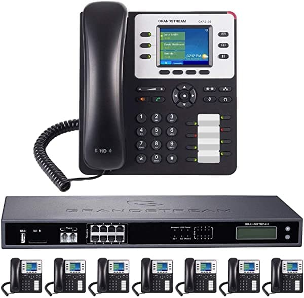 MM MISSION MACHINES Sistema De Teléfono Empresarial De 8 Líneas Paquete Mejorado Con Operador Automático Correo De Voz Extensiones De Teléfono Celular Y Remoto Grabación De Llamadas Y Servicio Telefónico Gratuito De 1 Año gs-enhanced