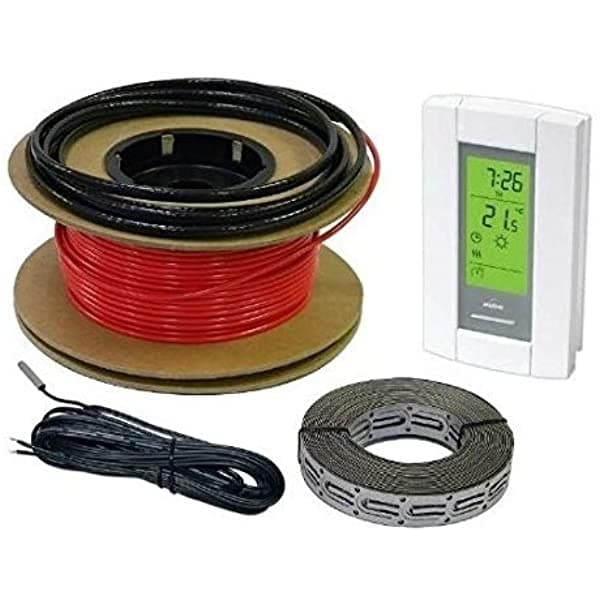 100Sqft 120 V Heattech Piso Radiante Calefacción Eléctrica Kit De Cable 400 Ft De Largo Cable Calefactor Cubre 65 - 135 Sqft + Aube Termostato Piso Sensor Digital Th115-Af-120S Con Sensor De Piso + Cable Última Intervensión Guías HTCBLKIT-120-400