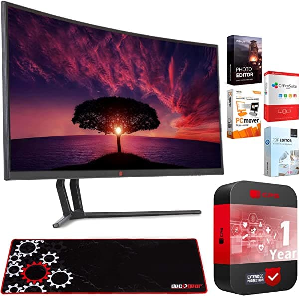 Deco Gear View - Monitor Led Hd Para Videojuegos (35 Pulgadas Curvado Con Alfombrilla Para Ratón Ampliada Extensión De 18 Años) E4DGVIEW101