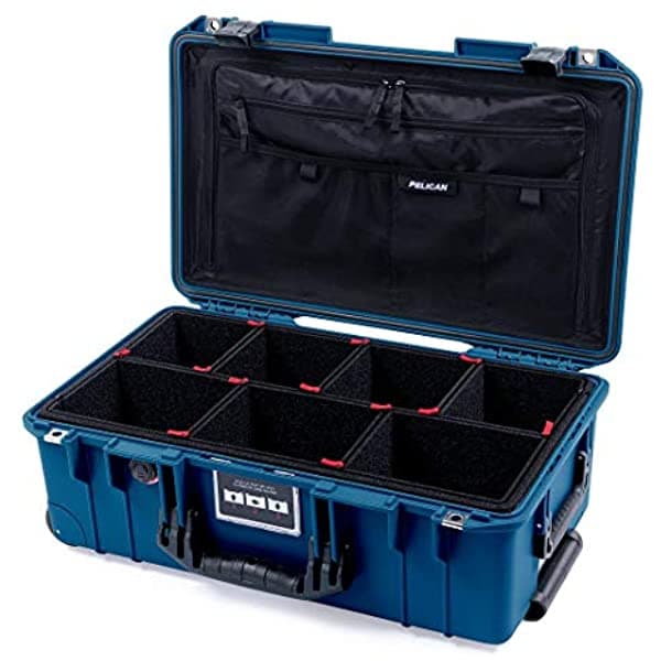Pelican Indigo & Black 1535 - Caja De Aire Con Separadores Trekpak Y Organizador De Tapa De Bolsa Combinada. 1535IND-BLK-TPCMBO