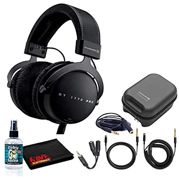 Beyerdynamic Dt 1770 Pro 250 Ohm - Auriculares De Referencia De Estudio Con Carcasa Rígida Divisor De Auriculares Y Solución De Limpieza 710717