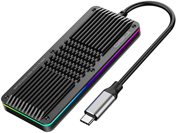 Aprime Ineo 1Tb Usb-C Robusto Externo M.2 Nvme Ssd Ip66 Impermeable Con Iluminación Rgb Para Juegos Compatible Con Pc Mac Y Ps5 (1 Tb)