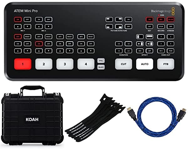 Blackmagic Design Atem Mini Pro Hdmi Live Stream Switch Con Cable Y Funda Paquete (4 Artículos) ATEMMINIPRO-KT2