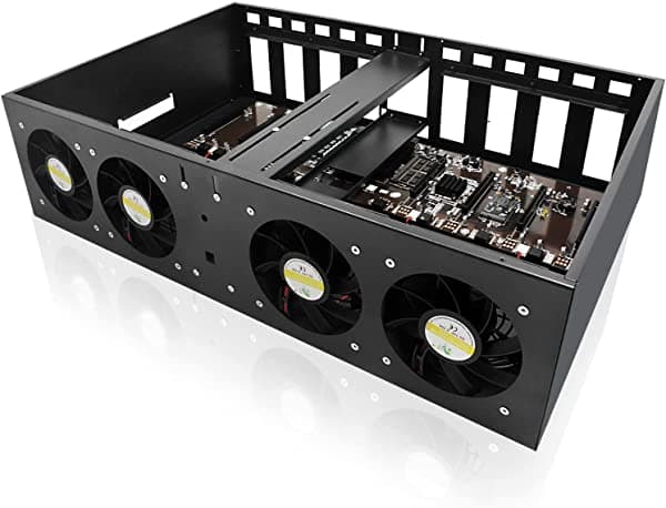 AXOTEN Plataforma De Minería De 8 Gpu Con Ranuras De 2.677 In Marco De Minero Cripto Ethereum Con Placa Base Barebone Para Eth/Zec Caja De Sistema De Criptomonedas Con Ssd/Ram (Sin Gpu/Psu)