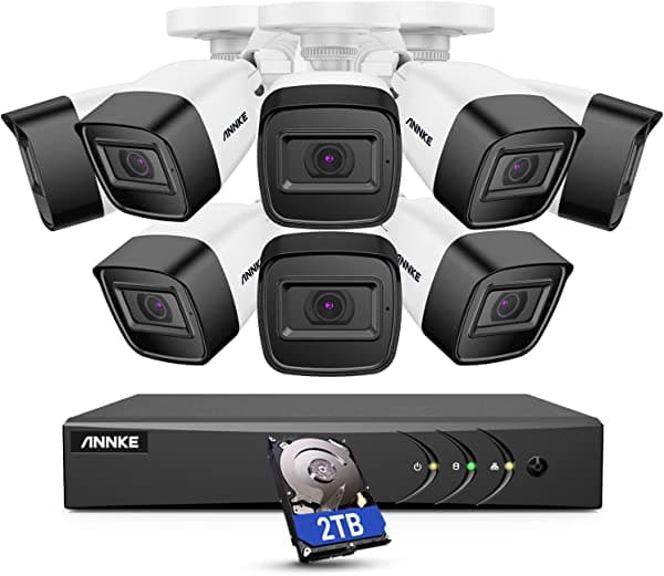 Annke Sistema De Cámara De Seguridad Super Hd De 5 Mp Con Detección De Ia Humana/Vehículo Grabadora De Video Dvr De 8 Canales 3K Lite Con 4 Cámaras De Vigilancia Ip67 Visión Nocturna De 100 Pies Disco Duro De 2 Tb AU-DW81KD2-V4-R8CK-P#USA