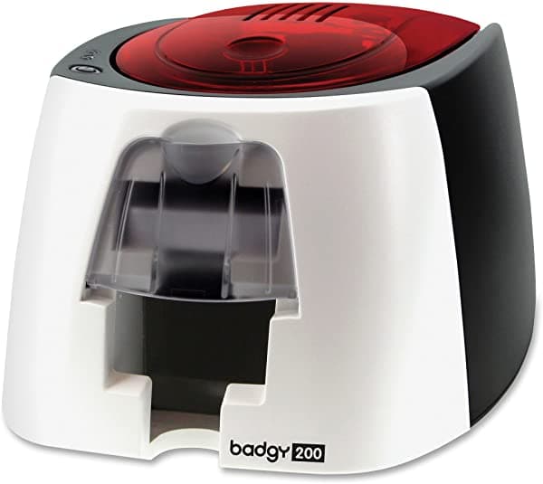 Evolis B22U0000Rs Badgy200 Solución De Impresión De Tarjetas 1 Badgy200 De Una Sola Cara 1 Cinta De Color Para 100 Impresiones Y Tarjetas De Pvc De 100 Quilates (30 Mil) Con Ba