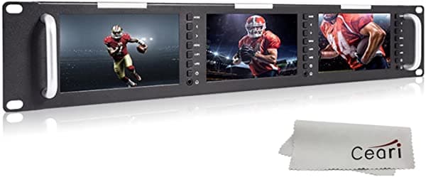 Feelworld T51 Triple 5 Inch 2Ru 800 X 480 Píxeles Broadcast Rack Mount Lcd Monitor Con 3 G-Sdi Hdmi Av De Entrada Y Salida Con Gamuza De Microfibra FWT51