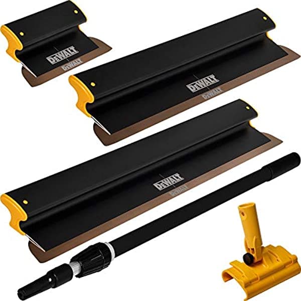 DeWalt juego de cuchillas de encintado para paneles de yeso cuchillas de 10, 24 y 32 pulgadas + mango de extensión de 37 a 63 pulgadas | calidad profesional | construcción de aluminio extruido y acero inoxidable europeo | tapas de extremo de alto impacto | 3-441 DXTT-3-441