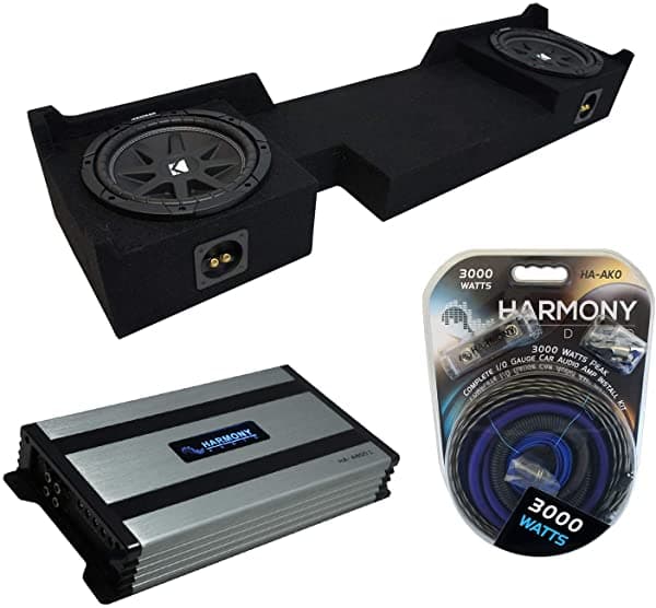 Compatible con Ford F-150 Extended/Super Cab Truck Kicker Combo Comp C10 Dual 10" Caja para Subwoofer y Harmony HA-A800.1 Amp KICKER16-PACK1732-H