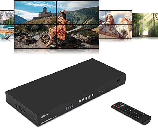 Gofanco 2X2 4K Procesador Y Controlador De Pared De Vídeo - Max 4K 30Hz Entradas Conmutables (Usb-C Vga Dp Hdmi) Rotación De 180º Corrección De Bordes 1U Extractor De Audio Muchos Modos De Pantalla Conexión En Cascada Hasta 10X10 Videowall22