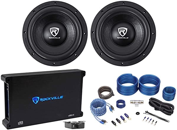 (2) Rockville W10K6D2 V2 10" 4000W Subwoofers De Audio Para Coche+Amplificador Mono + Kit De Amplificador (2) W10K6D2 V2+dB14+RWK41