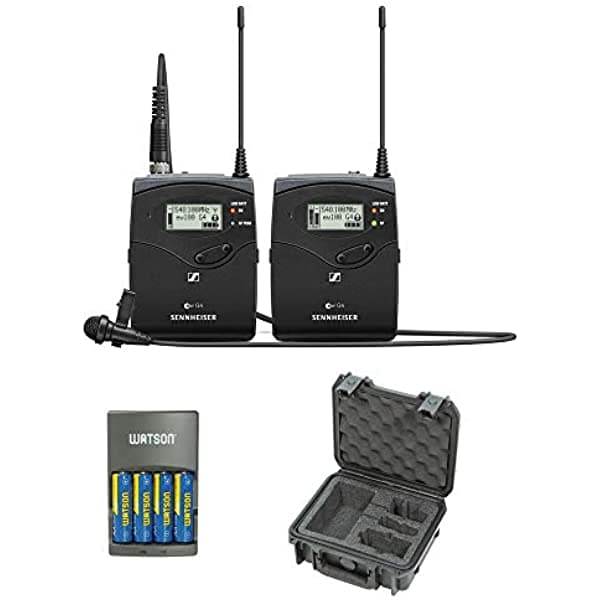 Sennheiser EW 112P G4 Sistema de Micrófono Inalámbrico Camera-Mount ME 2-II Lavalier Mic A1 470-516 MHz Estuche y Cargador Rápido AA Bundle EW 112P G4-A1
