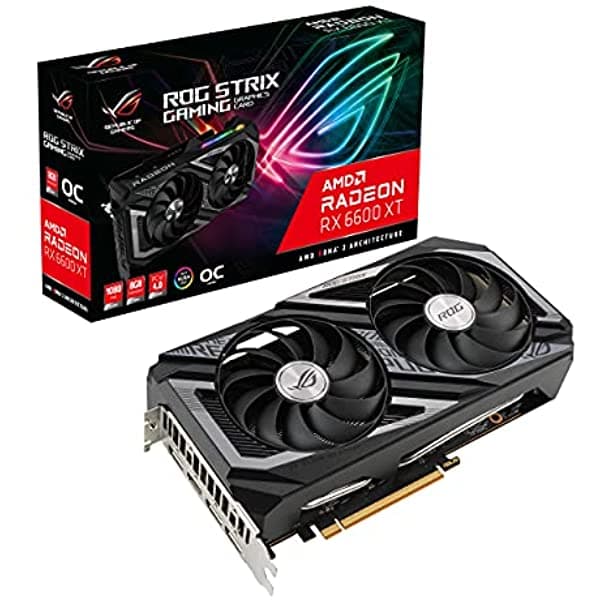 ASUS ROG Strix AMD Radeon RX 6600 XT OC Edition placa de video gaming AMD RDNA 2 PCIe 4.0 8GB GDDR6 HDMI 2.1 DisplayPort 1.4a diseño de ventilador ROG-STRIX-RX6600XT-O8G-GAMING