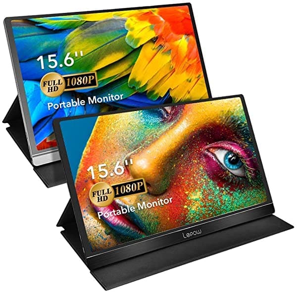 Lepow Paquete De 2 Monitores Portátiles [Negro Y Plateado 15.6 Pulgadas 1080P Full Hd Usb C Pantallas Con Pantalla Ips Para Cuidado De Ojos Mini Hdmi Y Altavoces Para Laptop Pc Mac Teléfono Xbox Ps4