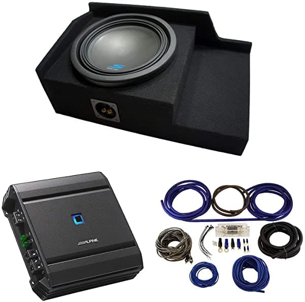 American Sound Connection Alpine Type S - Paquete compatible con Chevy Silverado Ext Cab 1999-06 S-W12D4 con una caja individual de 12 pulgadas con amplificador S-A60M y kit de cableado 4Ga ALPINE-PACK103A-AMP