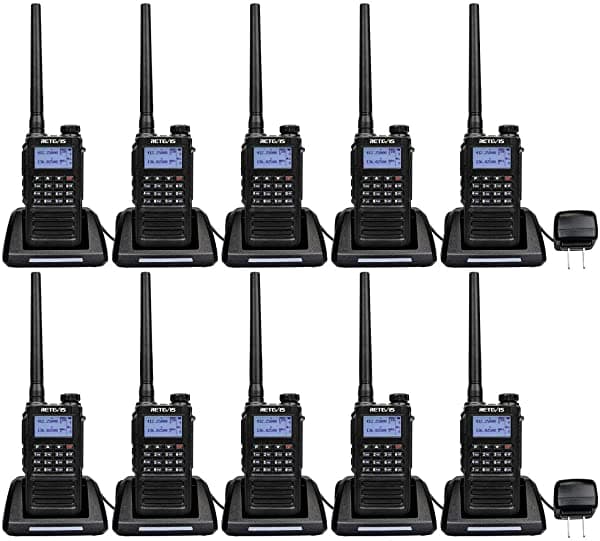 Retevis Radios Bidireccionales De Doble Banda Rt87 Walkie Talkie Impermeable Recargable Vox Alarma De Emergencia Radio De 2 Vías De Alta Potencia Para Fabricación (Paquete De 10) FA9137AX10