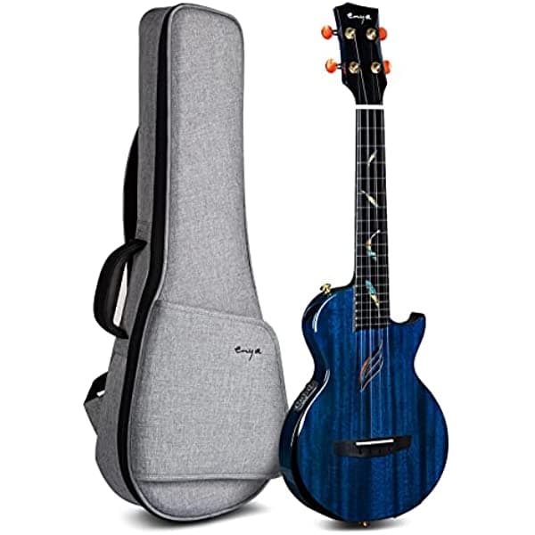 Ukelele Tenor Enya Todos Caoba Con Recogida Acousticplus Incorporada Y Funda De Ukelele De Lujo (Eut-Feather Blue)
