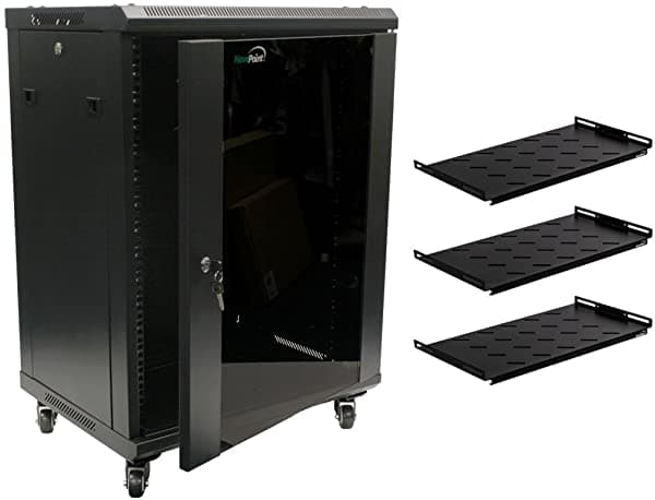 NavePoint 15U Wall Mount Rack para servidor de red gabinete cerradura para puerta de vidrio con ruedas y estantes 4330608421