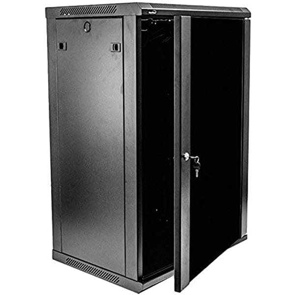 Navepoint 18U Deluxe It Wallmount Cabinet Enclosure 19-Inch Server Rack Con Puerta De Vidrio De Bloqueo De Red 16-Inches Con Estantes Negro Profundo 4330171097