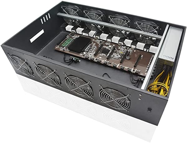 AXOTEN Mining Rig 8 Gpu 2.756 In Marco De Minero Criptomoneda Con Placa Base Barebone Para Btc/Eth/Zec Caja De Sistema De Máquina Bitcoin Criptomoneda Con Ssd/Ram (Sin Gpu/Psu)