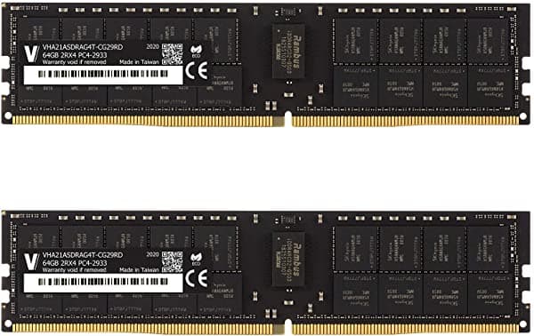 V-Color - Módulo De Memoria Ram De Servidor De 128 Gb (2 X 64 Gb Doble Rango 2Rx4 Para Apple Mac Pro 2019 Actualización Ddr4 2933 Mhz (Pc3-23400) Ecc Registrado Dimm 1.2 V Cl21 (Vha21Asdrag4T-Cg29Rd)