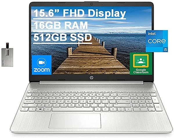 Hp Computadora Portátil Fhd 2022 De 15.6 Pulgadas Intel Core I5-1135G7 (Beats Intel I7-1065G7) 16 Gb De Ram 512 Gb Pcie Ssd Gráficos Intel Iris X Cámara Web Hd Hdmi Bluetooth Win11 Plata Tarjeta Usb De 32 Gb
