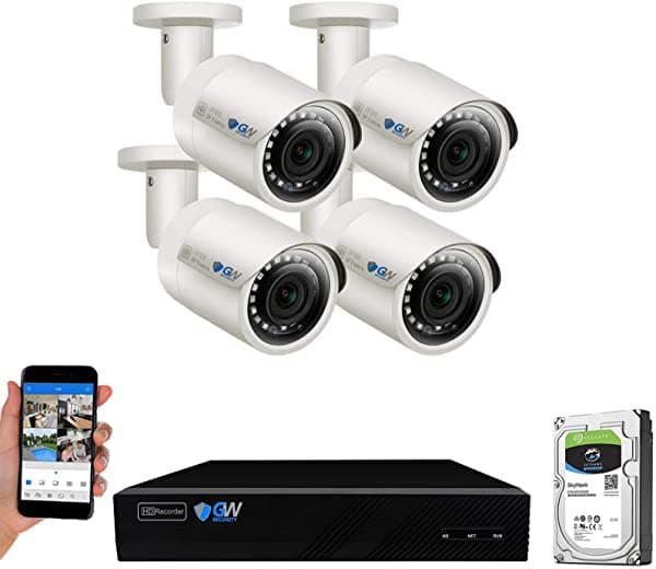 GW Security Gw Seguridad Sistema De Cámara De Seguridad De Audio Y Video Poe De 8 Canales 4K Nvr De 5 Mp Y 1920P Resistente A La Intemperie Micrófono Integrado Código Qr Rápido De Fácil Configuración Disco Duro De 1 Tb Preinstalado VD4C8CH5037IP