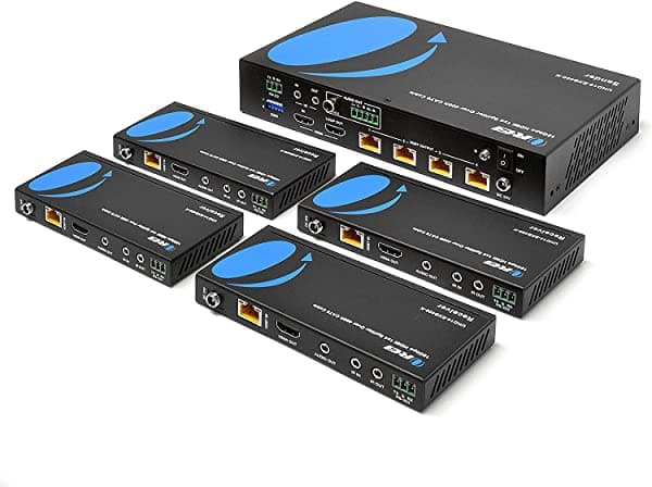 1X4 Hdmi Extender Splitter Hdbaset 4K Por Orei Múltiple Sobre Cable Único Cat6 7 4K60Hz 4 4 4 Hdcp 2.2 Ir Remote Edid Management Hdr Up 400 Ft Loop UHD14-EXB400-K