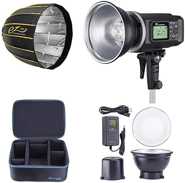 Flashpoint Xplor 600 Hss - Monolight Alimentado Por Batería Con Sistema Remoto De Radio R2 De 2.4 Ghz Integrado Montaje Bowens (Ad600) + Caja De Softbox Rápida Parabólica Profunda (20 Pulgadas) XPLOR-600B X10