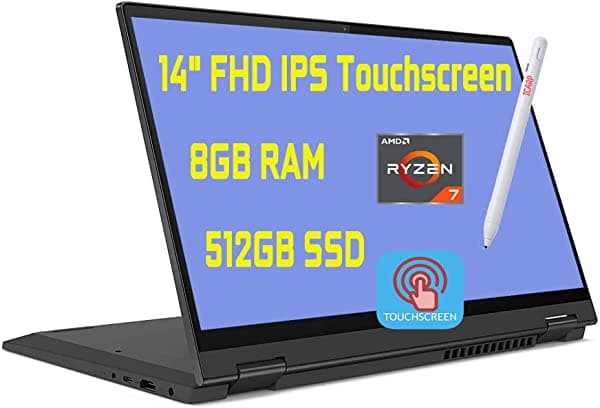 Lenovo Flex 5 2 En 1 Laptop Pantalla Táctil Ips Fhd De 14" Amd 8-Core Ryzen 7 4700U (Beats I7-10510U) 8Gb Ddr4 512Gb Pcie Ssd Dolby Cámara Web Retroiluminada Con Huella Dactilar Win 10 + Pen