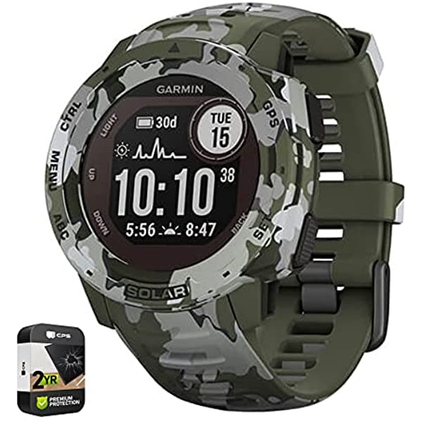 Garmin 010-02293-16 Instinct - Reloj Solar Resistente Para Exteriores Edición De Camuflaje Paquete De Protección Mejorada De 2 Años E99GRINSTINSOCELC