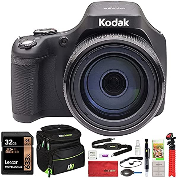 Kodak PixPro Astro Zoom AZ901-BK Cámara Digital De 20 MP Zoom Óptico 90X Paquete Negro LCD De 3 Pulgadas Con Tarjeta De Memoria Lexar Professional SDHC 633X De 32GB Y Bolso Para Cámara Deco Gear (Pequeño) Con Kit De Accesorios E1KODAZ901BK