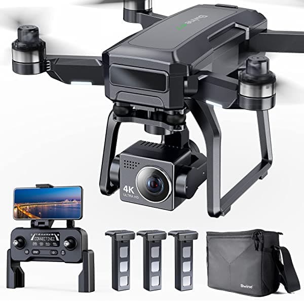 Bwine Dron De Cámara Para Adultos 4K Con Cardán 3-Aix 3 Baterías En Total Para 75 Minutos Tiempo De Vuelo Motor Sin Escobillas 3 Km Fpv Nivel De Transmisión 6 Resistencia Al Viento Aviones Con Gps Retorno Automático A Casa Para Regalos