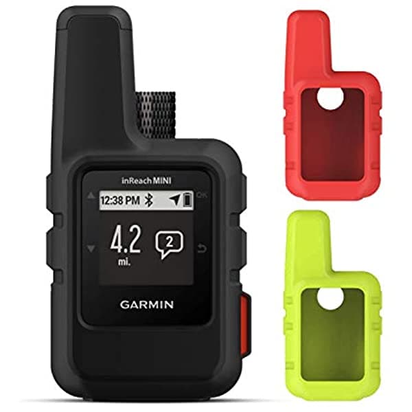 Garmin Inreach Mini Comunicador De Satélite De Iridio Portátil (Negro) Con Wearable4U 2X Fundas Protectoras De Silicona (Naranja/Cal) Paquete 010-01879-01