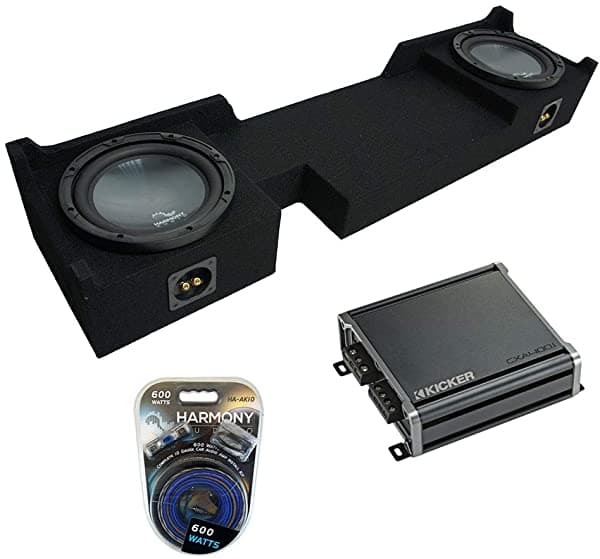 Compatible con Ford F-150 Ext Super Cab Truck Harmony Audio Bundle R104 Dual 10" Caja para Subwoofer y CXA400.1