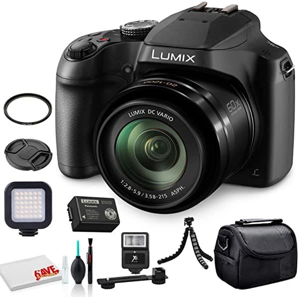 Panasonic Lumix Dc-Fz80 Cámara Digital (Dc-Fz80K) - Paquete - Con Luz Led De Vídeo + Flash Digital + Bolsa Suave + Trípode Flexible De 12 Pulgadas + Juego De Limpieza + Filtro Uv De 2.165 In