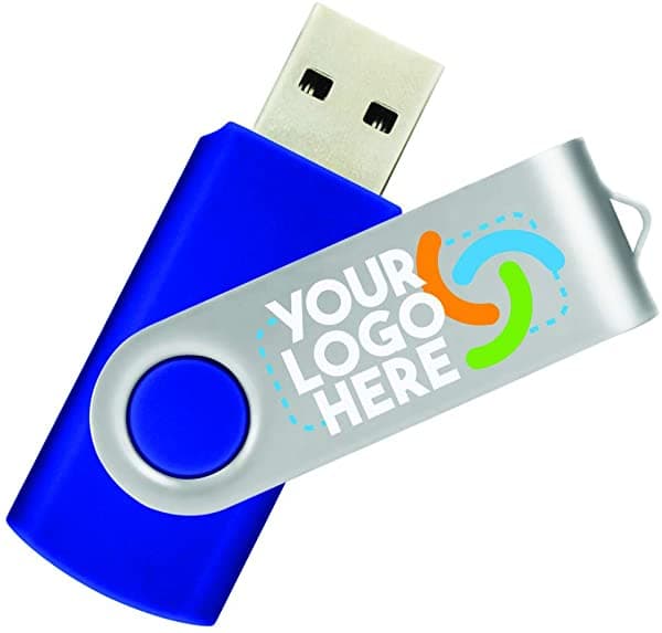 Flashscot 8Gb Custom Usb Flash Drives Personalized Con Your Logo - Para Promotional Use - Swivel - Blue Body/Silver Clip - 100 Pack U0275Q100
