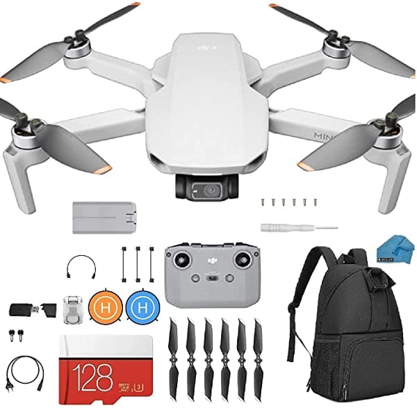 djik DJI Mini 2 - Cuadricóptero de Dron Ultraligero y Plegable Gimbal de 3 Ejes con Cámara 4K Foto de 12 MP Tiempo de Vuelo de 31 Minutos Funda Tarjeta SD de 128 GB Kit de Plataforma de Aterrizaje con Accesorios Imprescindibles