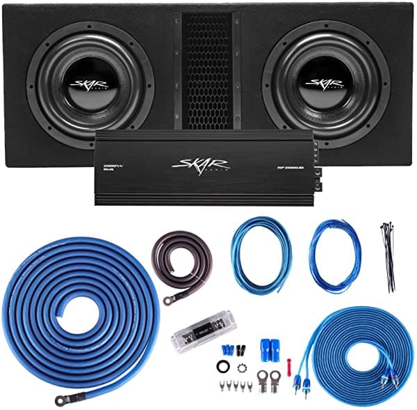 Skar Audio Dual 10 Complete 4 000 Watt Evl Subwoofer Bajo El Paquete Bajo Incluye Amplificador De Recinto Cargado EVL-2X10D4-RP-2000.1D-SKAR0ANL-OFC