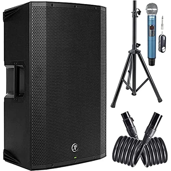 Mackie Thump12A Thump-12A 1300W 12" Parlante Potenciado (Individual) con Soporte de Parlante EMB + Micrófono EMB y Paquete de Cable XLR EMB THUMP12A+MIC+SS06+XLR