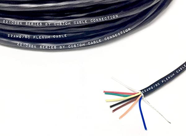 22 Awg 8 Conductor Stranded Shielded Plenum Cable Negro Chamarra 1000 Ft Spool 22109-BLK-1000