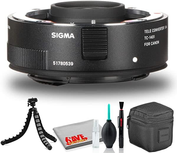 Sigma TC-1401 1.4x Teleconverter Canon EF Bundle Incluye un Trípode Flexible Estuche de Transporte Blando y Kit de Limpieza 6Ave 879101-01
