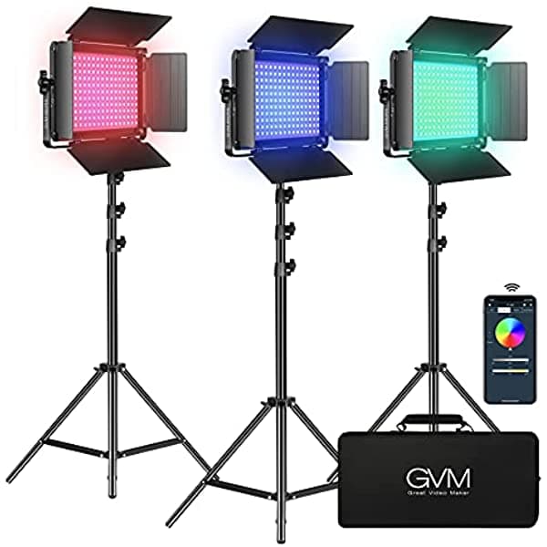 Gvm Rgb Led Video Luz Kit Dimmable Fotografia Iluminacion App Control 680Rs 50W 3 Paquetes Led Panel Luz Youtube Estudio Toteo De Video Stredi GVM-680RS