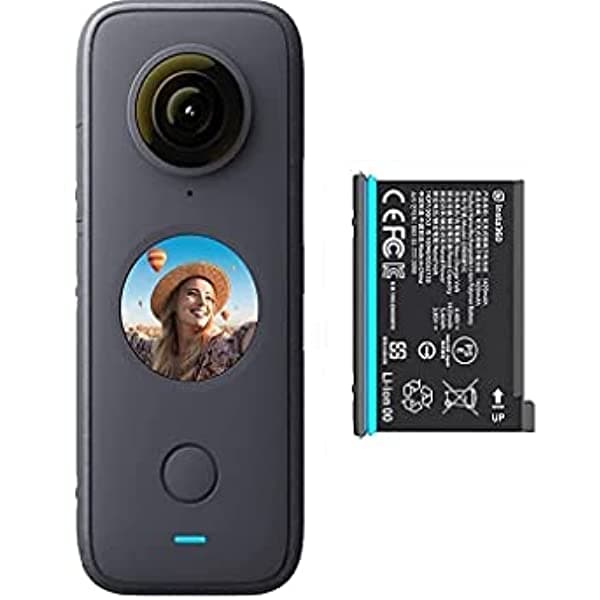 Insta360 One X2 Cámara de Acción 360 Grados Impermeable 5.7K Estabilización 360 Pantalla Táctil AI Edición Transmisión Web Transmisión en Vivo Battery Bundle