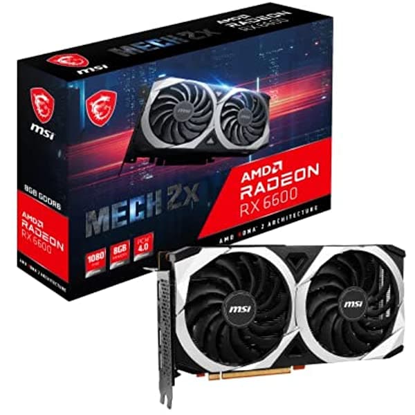 Msi Gaming Amd Radeon Rx 6600 128-Bit 8Gb Gddr6 Dp/Hdmi Dual Torx Fans Freesync Directx 12 Vr Ready Tarjeta Gráfica (Rx 6600 Mech 2X 8G) Radeon RX 6600 MECH 2X 8G