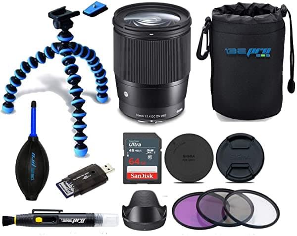 Buzz-Photo Sigma 16 Mm F 1.4 Dc Dn Contemporáneo Lente Sony E Buzz Accesorios Avanzados Bundle SIG16mmBADV