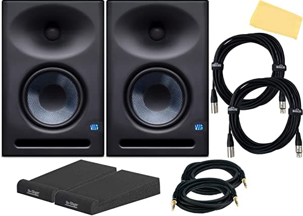 PreSonus Eris E7 XT 2 Vías 6.5 Monitor de Estudio Nearfield Bundle Par Gearlux Cables XLR de Aislamiento Cables TRS 1/4 y Paño de Limpieza Austin Bazaar AUS-E7-XT-COMBO-DLX